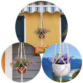 MIPON macrame plant hanger ivory easy-installation for quick setup.