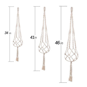 MIPON macrame plant hanger ivory 34-inch length ideal for compact corners and small planters.