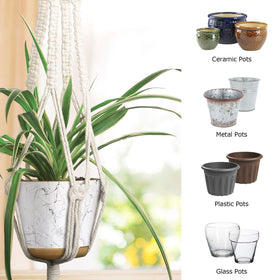 MIPON macrame plant hanger ivory 41-inch length fits medium spaces and standard pots.