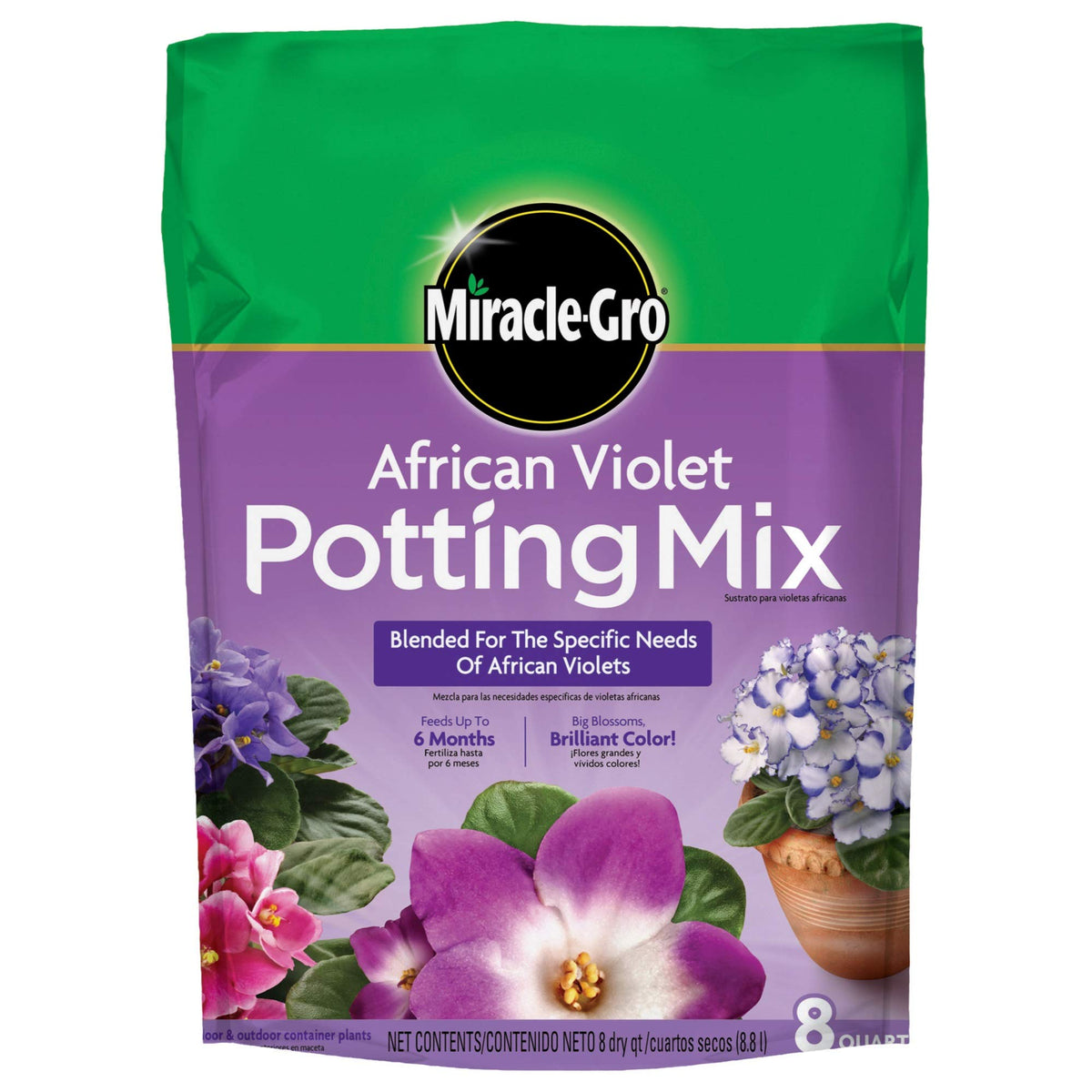 Miracle-Gro African Violet Potting Mix 8 qt for thriving roots and vibrant blooms