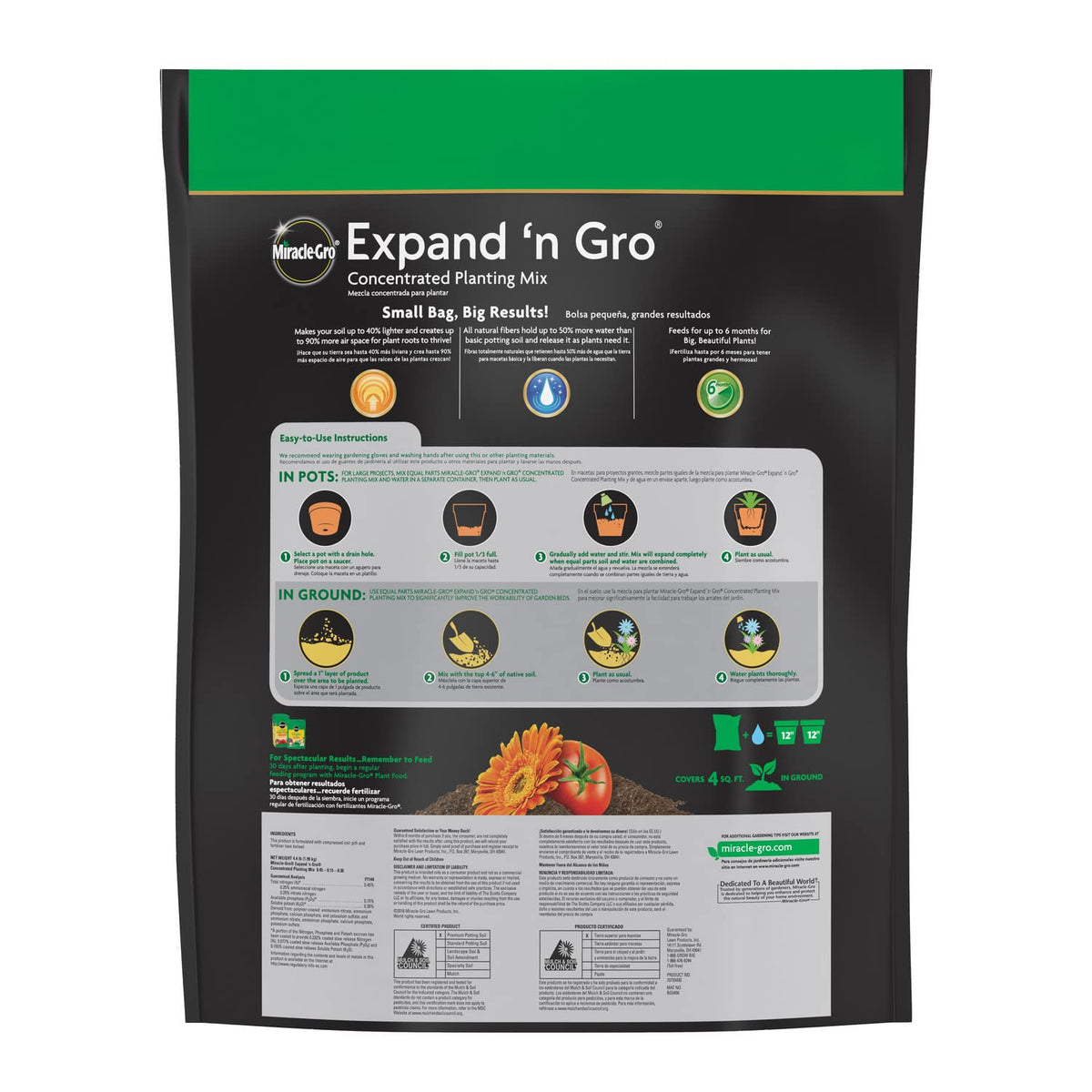 Miracle-Gro Expand 'n Gro expands with water to feed plants for months