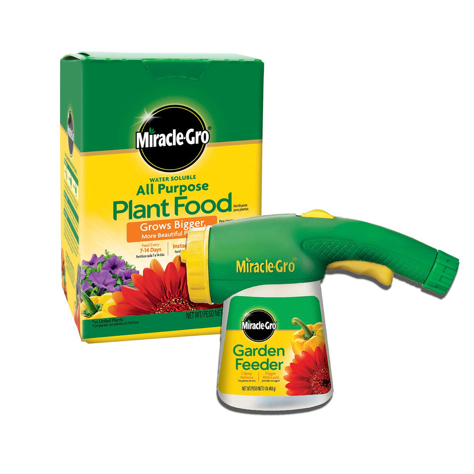 Miracle-Gro Garden Feeder pre-filled bottle ready for outdoor feeding