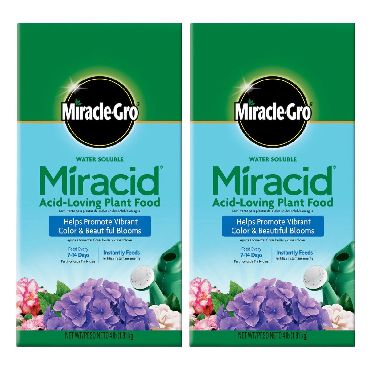 Miracle-Gro Garden Pro Miracid 4-lb pack boosts blooms and root strength for acid-loving plants.
