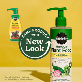 Miracle-Gro Indoor Plant Food 8 oz bottle delivers quick nourishment for plants.