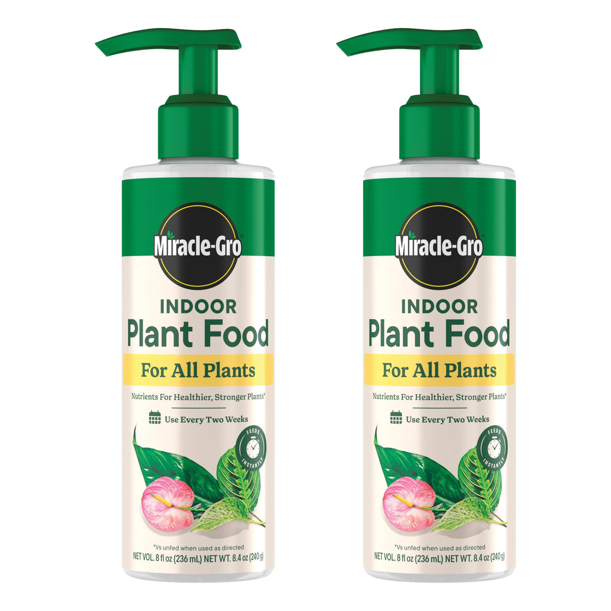 Miracle-Gro Indoor Plant Food bottle for all indoor plants supports healthier growth.