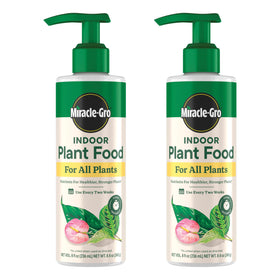 Miracle-Gro Indoor Plant Food bottle for all indoor plants supports healthier growth.
