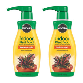Miracle-Gro Indoor Plant Food bottle front offering easy weekly nourishment.