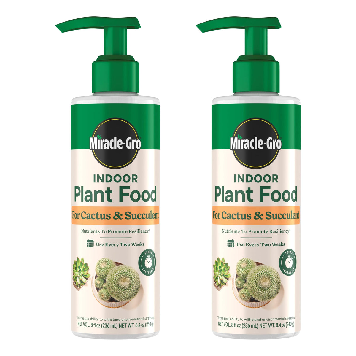 Miracle-Gro Indoor Plant Food bottle pour for easy succulent feeding.