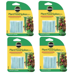 Miracle-Gro Indoor Plant Food Spikes 4-pack feeds indoor plants for up to two months.