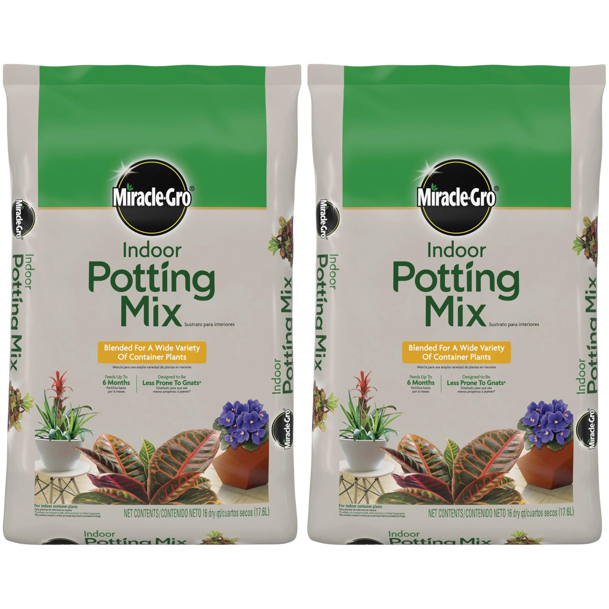 Miracle-Gro Indoor Potting Mix 16qt bag closeup for healthy roots