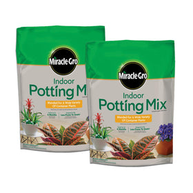 Miracle-Gro Indoor Potting Mix bundle shows two 6 qt bags for easy plant care.