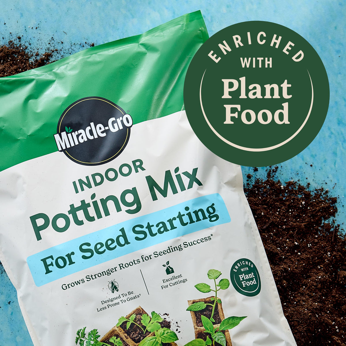 Miracle-Gro Indoor Potting Mix close-up texture highlighting lightweight formula