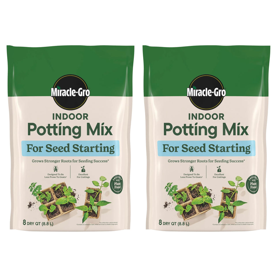 Miracle-Gro Indoor Potting Mix seed starting bag two-pack ready for seed trays