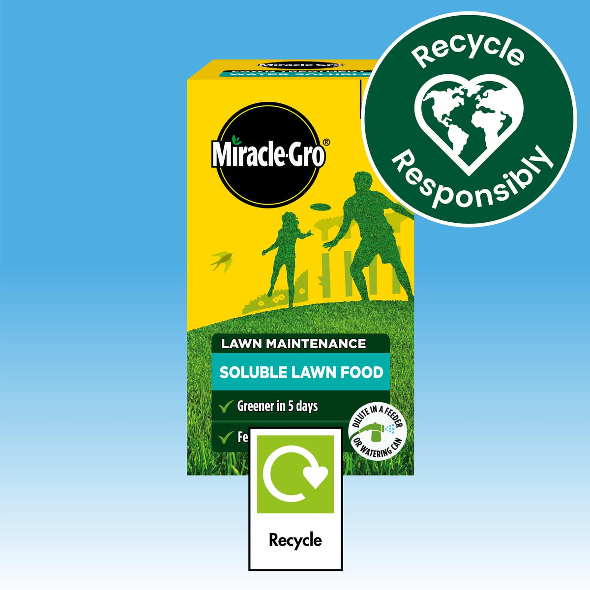 Miracle-Gro Lawn Food covers up to 100m2, ideal for seasonal lawn feeding.