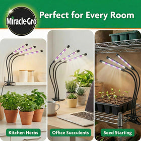 Miracle-Gro LED Grow Light Selectable Spectrum enables white, red, blue settings for versatile care.