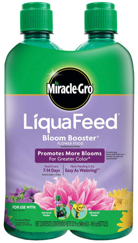 Miracle-Gro LiquaFeed All Purpose bottle delivers nutrition for flowers, vegetables, trees, and shrubs.