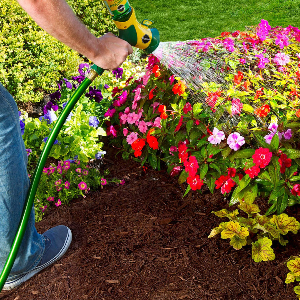 Apply to flowers for vibrant blooms and healthier beds.
