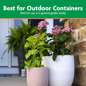 Container garden setup using Miracle-Gro Moisture Control in pots.