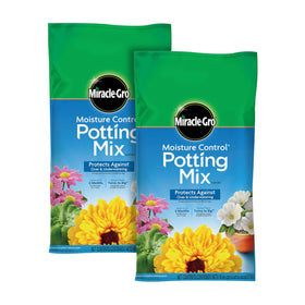 Miracle-Gro Moisture Control two-bag set ready for container gardening.