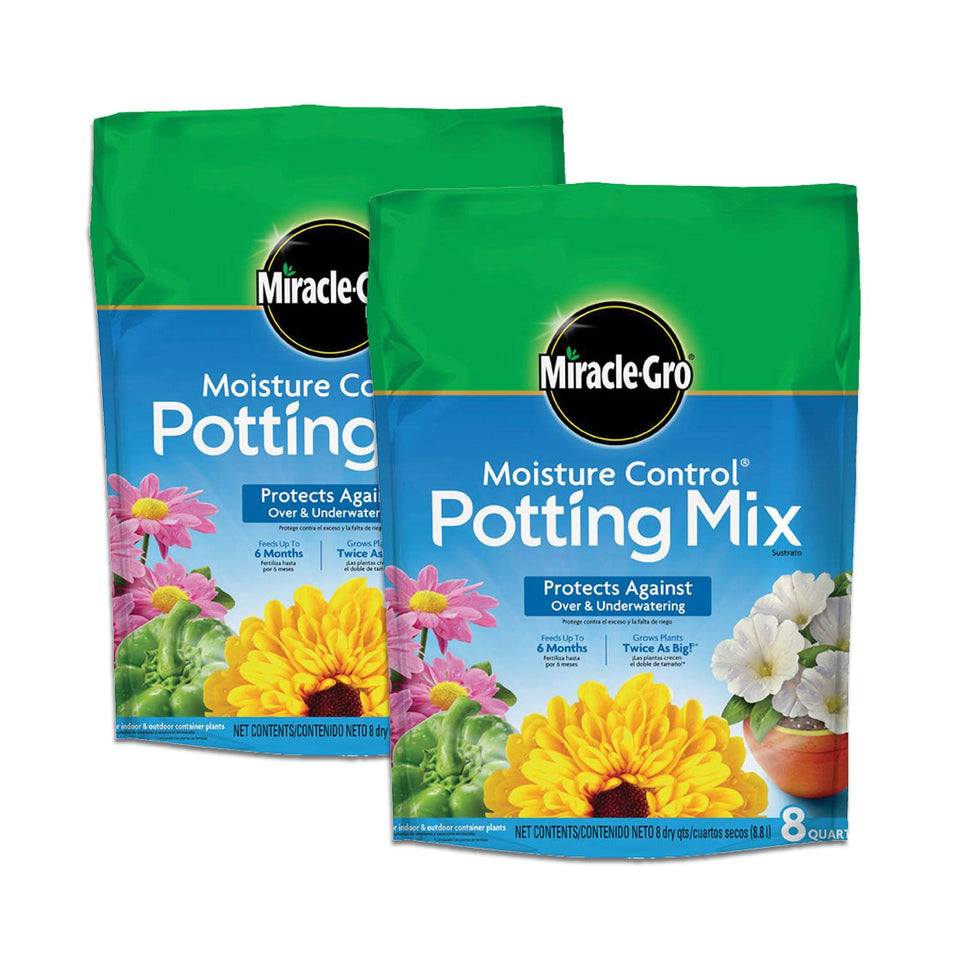 Miracle-Gro Moisture Control potting mix bag ready for container plant setup and moisture protection