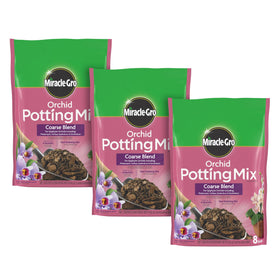 Miracle-Gro Orchid Potting Mix Coarse Bundle 8 qt designed for quick drainage and feeding.