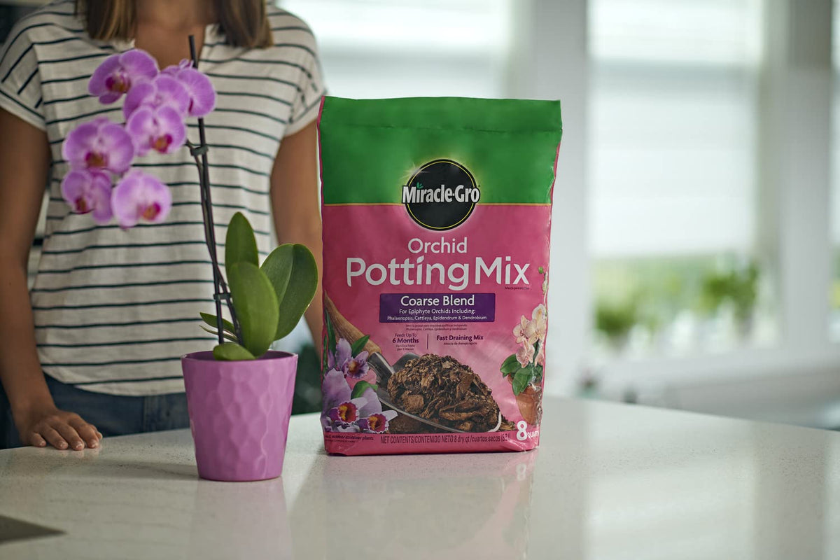 Miracle-Gro Orchid Potting Mix packaging varies between batches.
