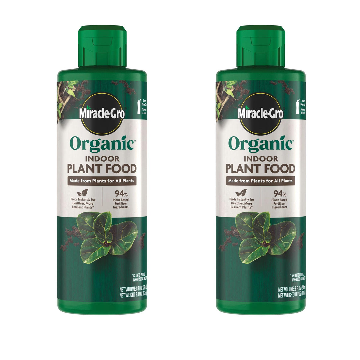 Miracle-Gro Organic Indoor Plant Food bottle front view for easy plant feeding