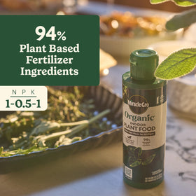 Miracle-Gro Organic Indoor Plant Food mixed with water for quick plant nourishment