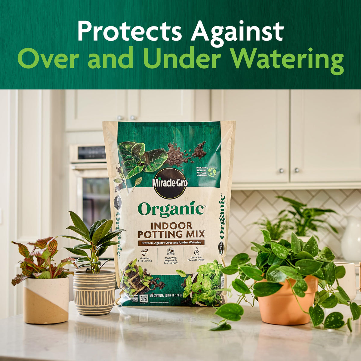 Miracle-Gro Organic Indoor Potting Mix ideal for seed starting and early root development.