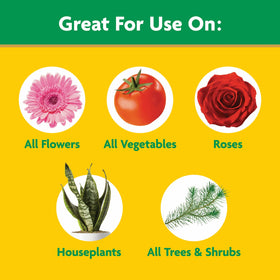 Outdoor beds with flowers and vegetables receiving Miracle-Gro feed.