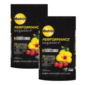 Miracle-Gro Performance Organics container mix 6qt bag closeup for vibrant pots.