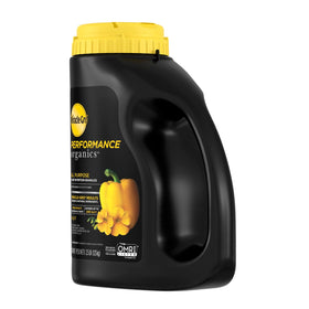 Miracle-Gro Performance Organics packaging shows coverage up to 240 sq ft