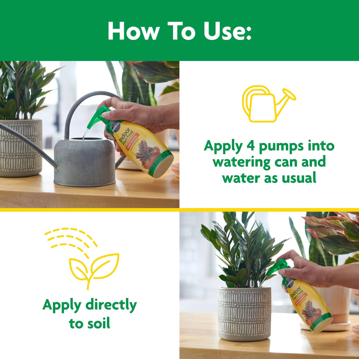 Miracle-Gro Indoor Plant Food being diluted for watering can application.