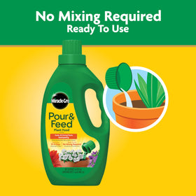 Miracle-Gro Pour & Feed ready-to-use formula eliminates mixing and saves watering time