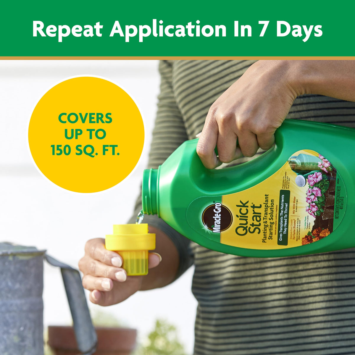 Miracle-Gro Quick Start 4-12-4 NPK label on the bottle.