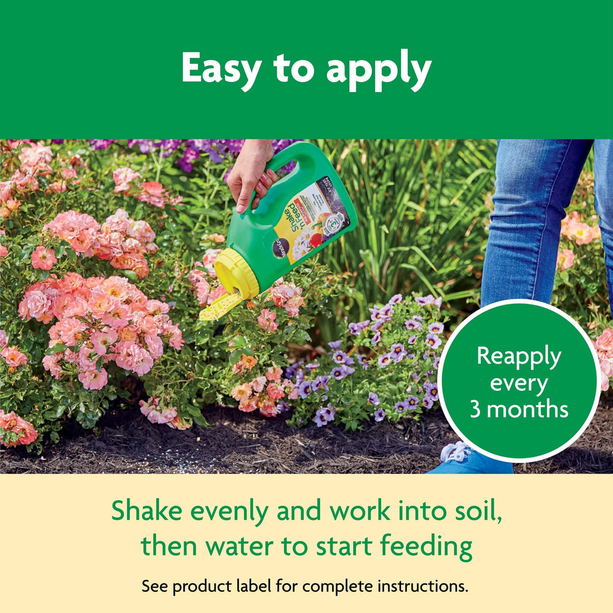 Coverage up to 180 sq ft with Miracle-Gro Shake 'N Feed