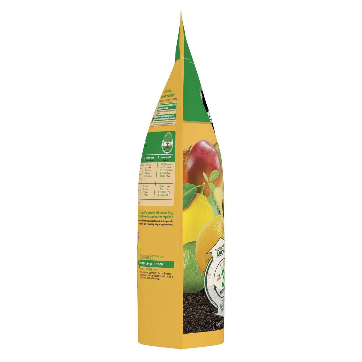 Miracle-Gro Shake 'n Feed ground application near a mango tree in the garden.
