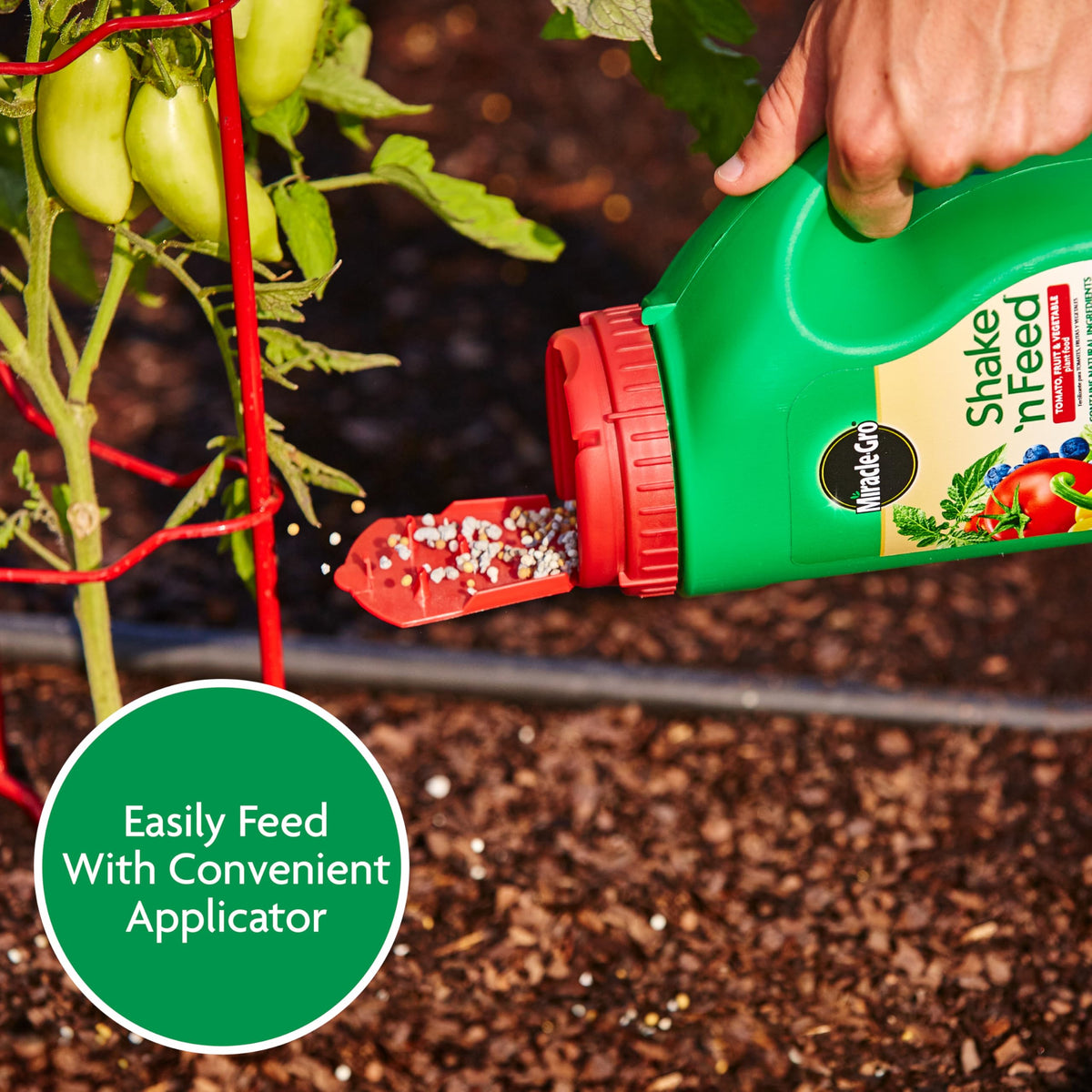 Miracle-Gro Shake 'N Feed supports healthy fruits in-ground beds.