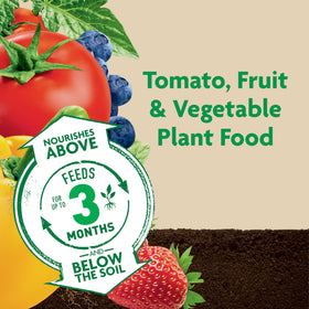 Miracle-Gro Shake 'N Feed ready for soil application supports veggie growth.