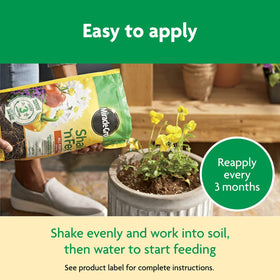 Miracle-Gro Shake 'N Feed uses natural ingredients for microbial nutrient release.