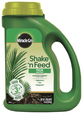 Miracle-Gro Shake 'N Feed Palm Plant Food bottle ready for palm care