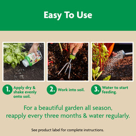 Topsoil 1–3 inches lightly worked in for in-ground use.