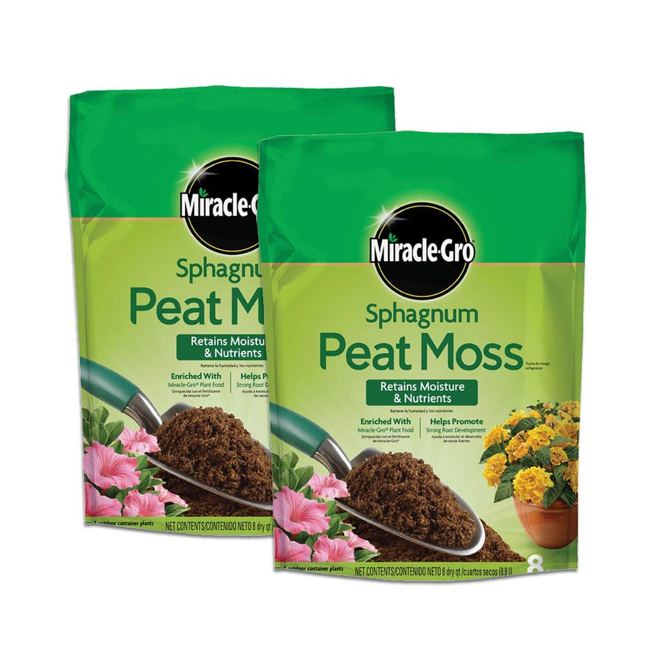 Miracle-Gro Sphagnum peat moss provides moisture retention for thriving container plants.