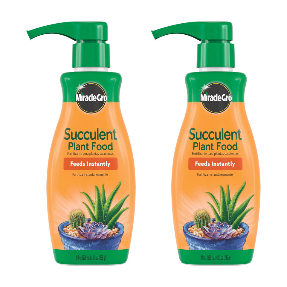 Miracle-Gro Succulent Plant Food bottle pour for instant plant nutrition.