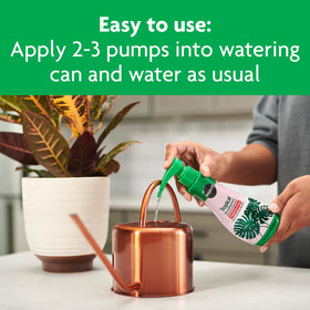 Miracle-Gro Tropical Houseplant Food weekly feeding schedule graphic suggesting routine