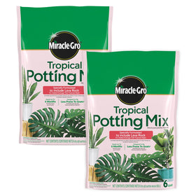 Miracle-Gro Tropical Potting Mix two-pack bag front for tropical container use