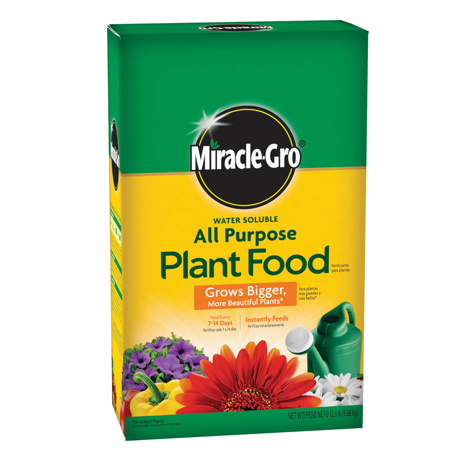 Miracle-Gro Water Soluble Plant Food bottle for indoor and outdoor feeding to promote vibrant growth.