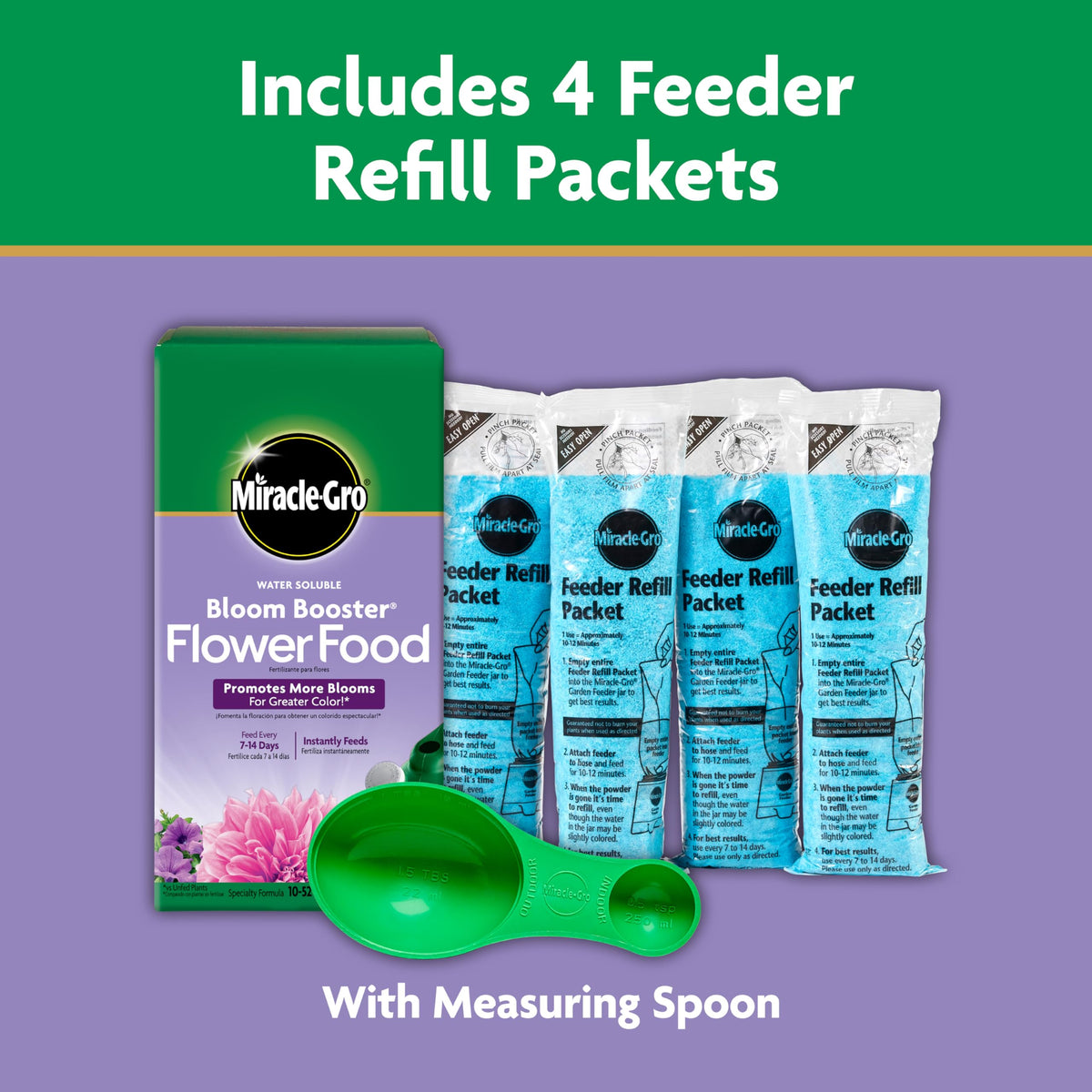 Miracle-Gro Water Soluble dissolves fast to feed flowering plants instantly.