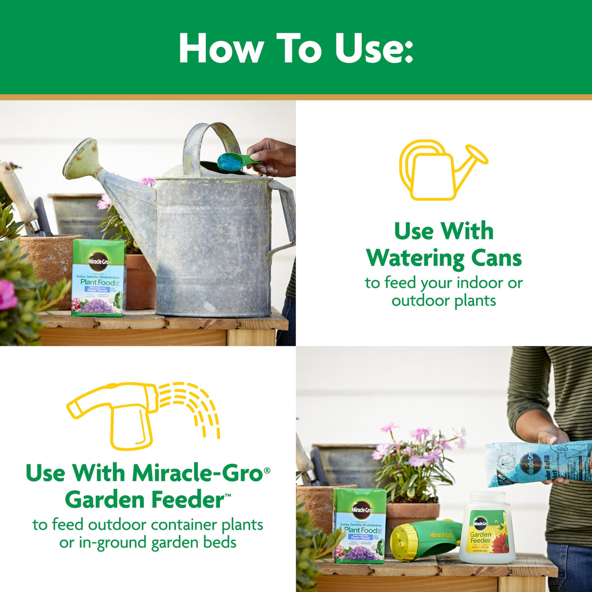 Miracle-Gro Water Soluble indoor plants dilution enables simple mixing with water.