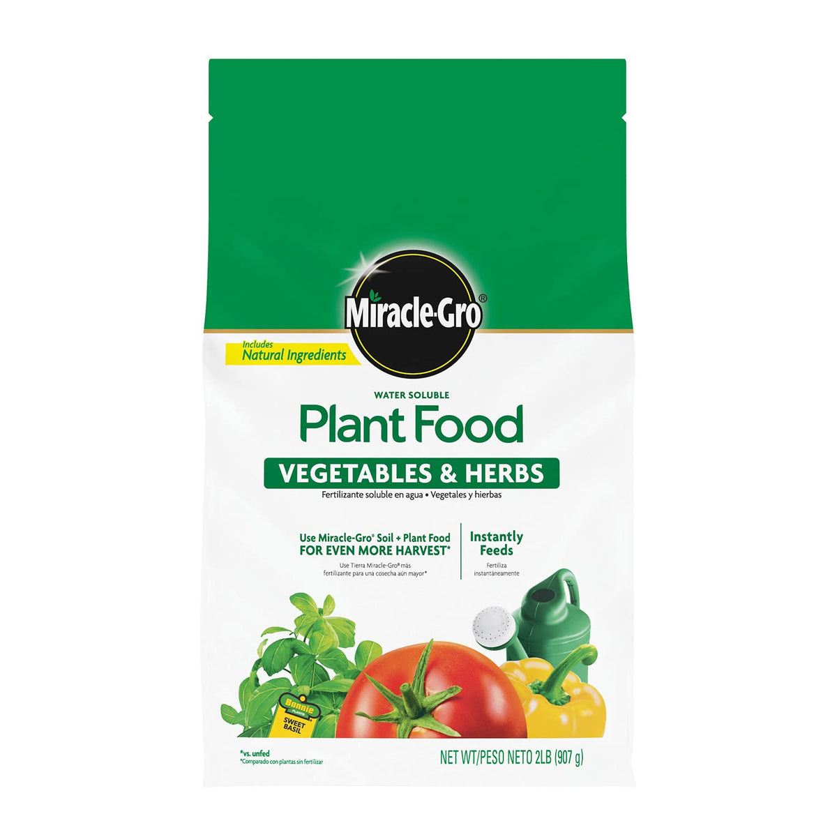 Miracle-Gro Water Soluble Plant Food for vegetables and herbs boosts harvest